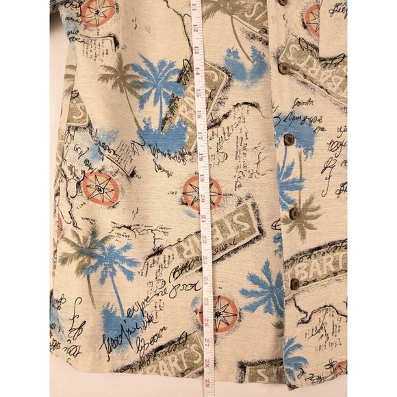 Havana Jacks Cafe Silk Hawaiian Short Sleeve Men Medium Button Up Shirt St Barts - Picture 4 of 8